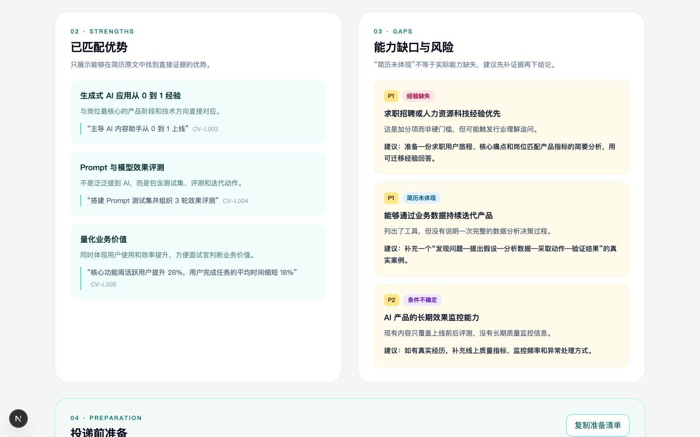 岗位分析中的 Evidence 追溯细节